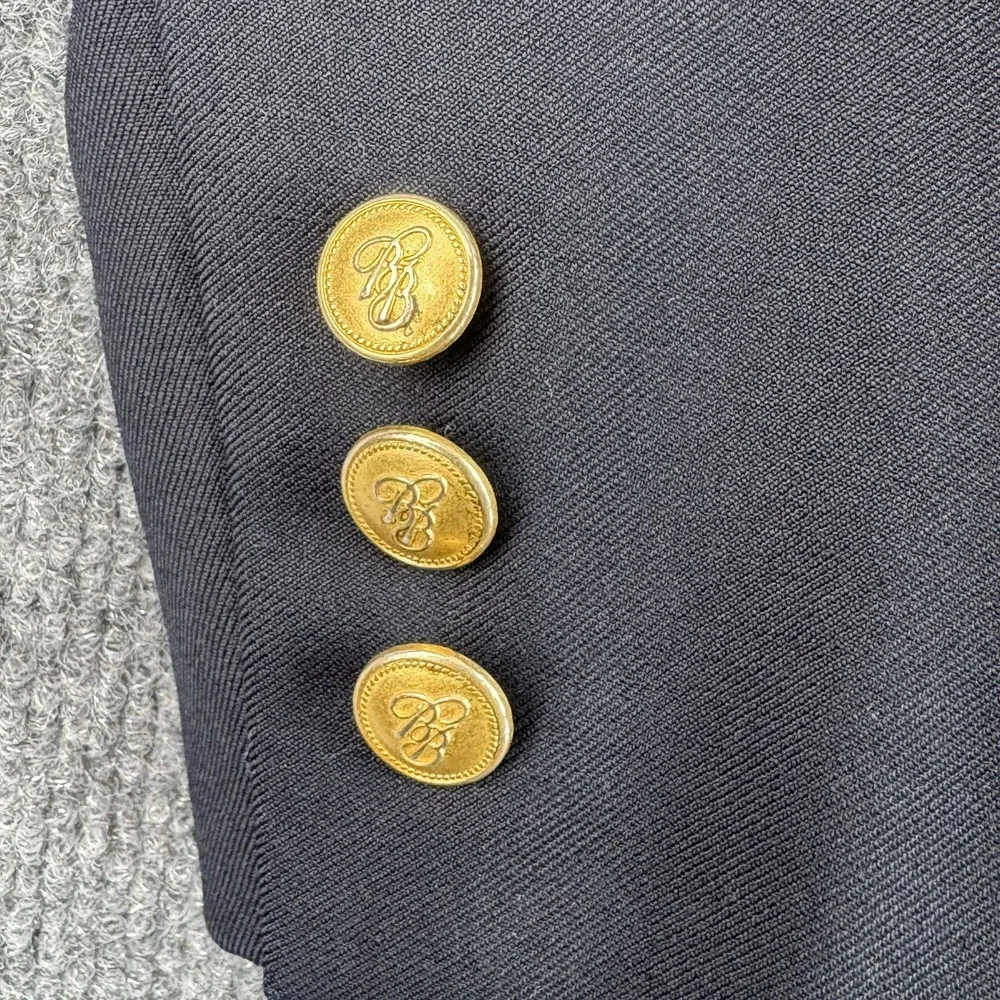 Vintage Brooks Brothers BrooksEase Blazer Mens 45R Navy Wool Gold Buttons USA